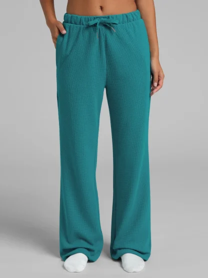 Waffle-Knit Lounge Pants - Sage Green