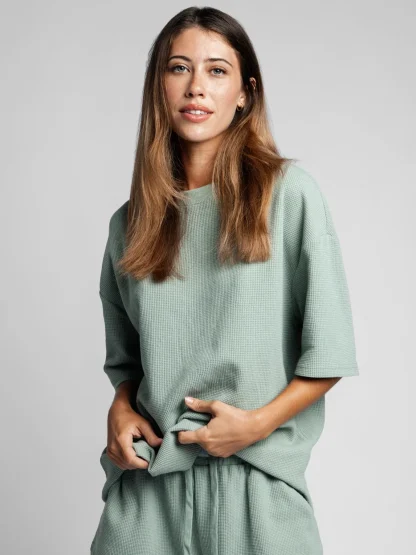 Waffle-Knit Lounge T-Shirt - Harbor