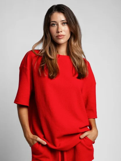 Waffle-Knit Lounge T-Shirt - Harbor