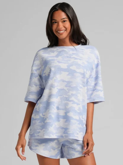 Waffle-Knit Lounge T-Shirt - Harbor
