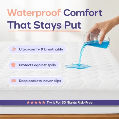 Waterproof Queen Mattress Protector - White