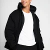 Weighted Zip Hoodie - Black