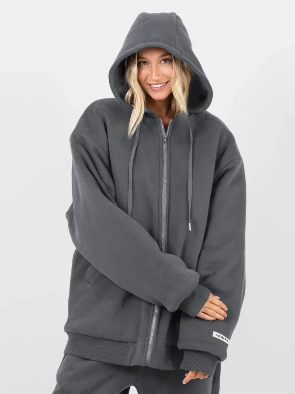 Weighted Zip Hoodie - Black