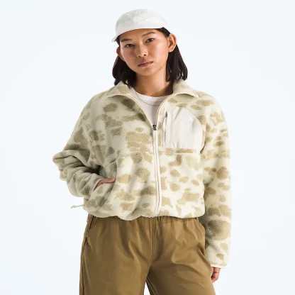 Women's Printed Full-Zip Fleece Jacket - Khaki