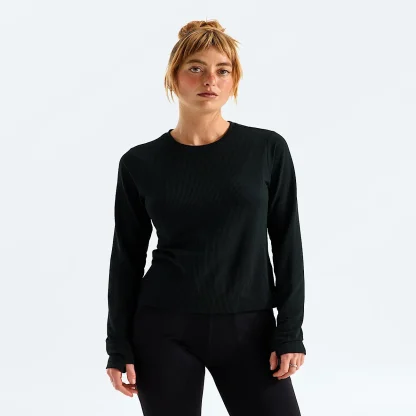 Women's Ribbed Long-Sleeve T-Shirt - Black