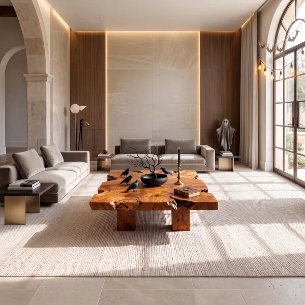 Wooden Coffee Table With Bold Natural Grain Pattern For Lounge