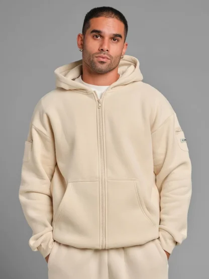Zip Front Hoodie - Bone