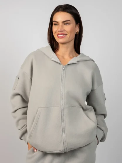 Zip Front Hoodie - Bone