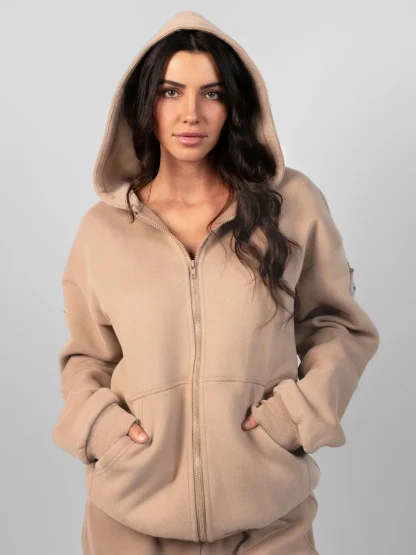 Zip Front Hoodie - Bone