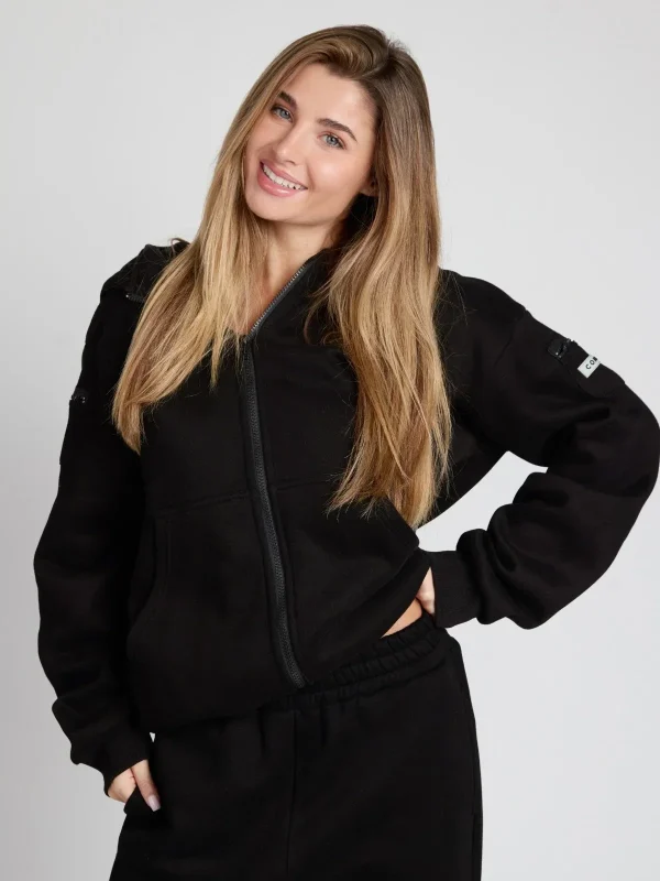 Zip Front Hoodie - Bone