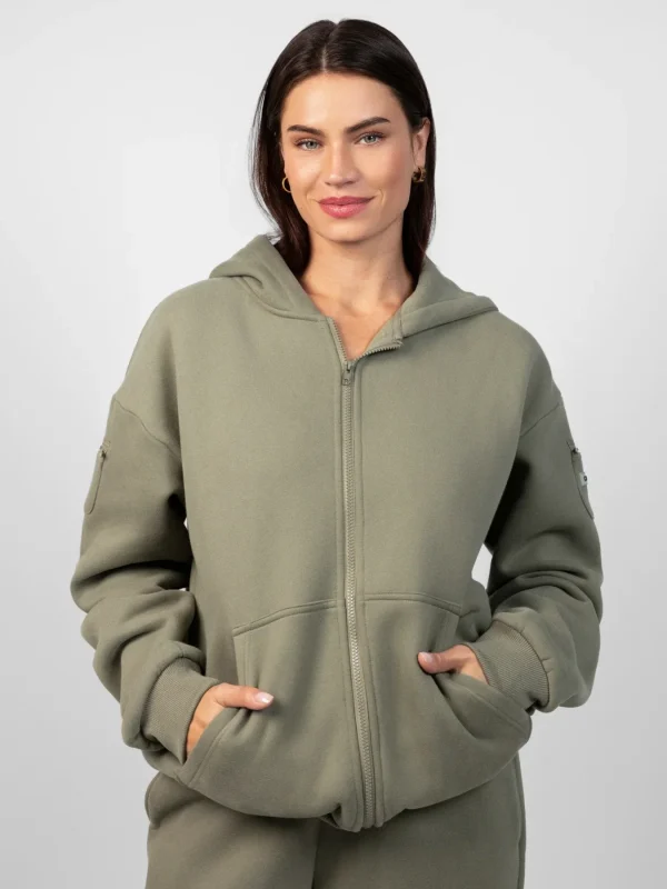 Zip Front Hoodie - Bone