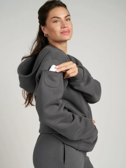 Zip Front Hoodie - Bone