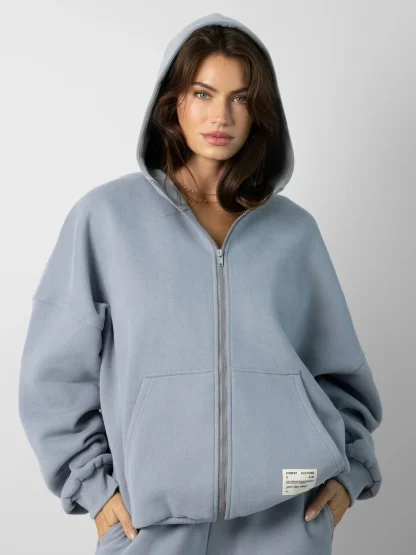 Zip-Front Hoodie - Midnight Blue
