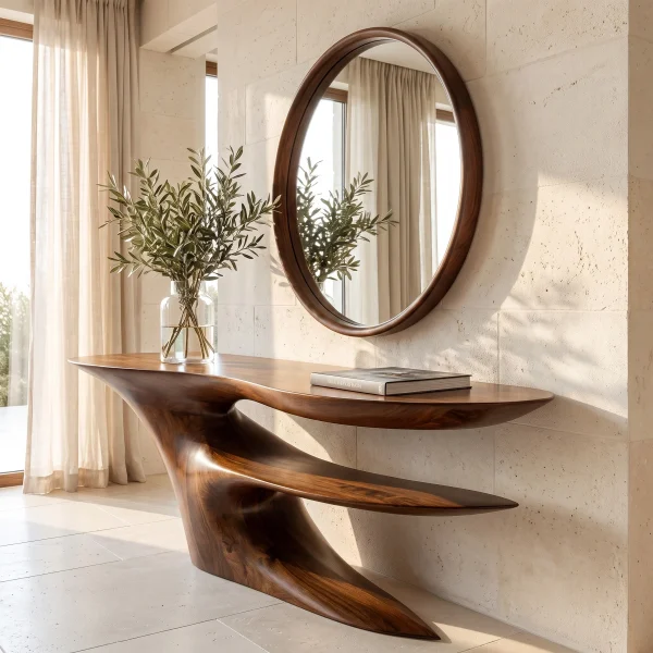 Zorathis Sculpted Solid Wood Console Table