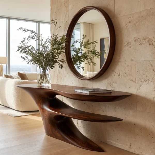 Zorathis Sculpted Solid Wood Console Table